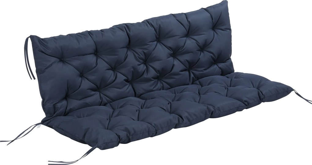 Outsunny Vankúš na lavičku pre 3 osoby 150 x 98 x 8 cm s popruhmi pre interiér/exteriér - zahradný nábytok - tmavomodrý | Aosom