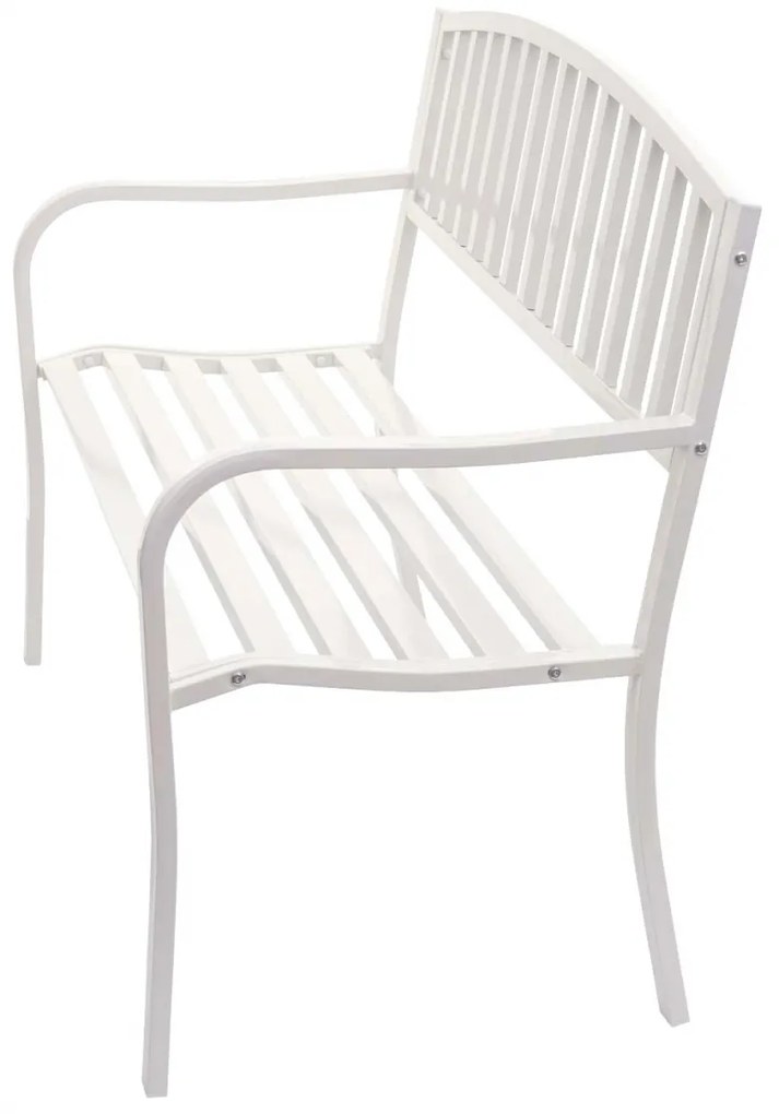 Záhradná lavička F43 2-miestna - práškovaná oceľ, 128 cm - Biela