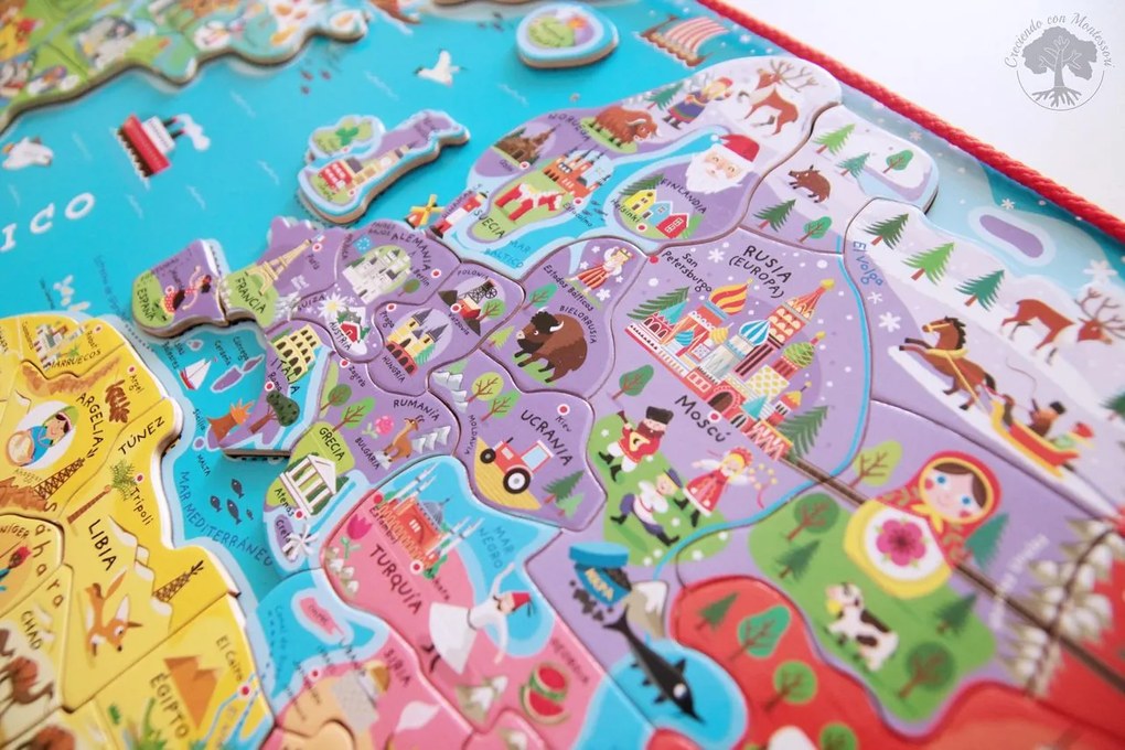 Magnetická mapa sveta - puzzle 92 magnetov - anglická verzia