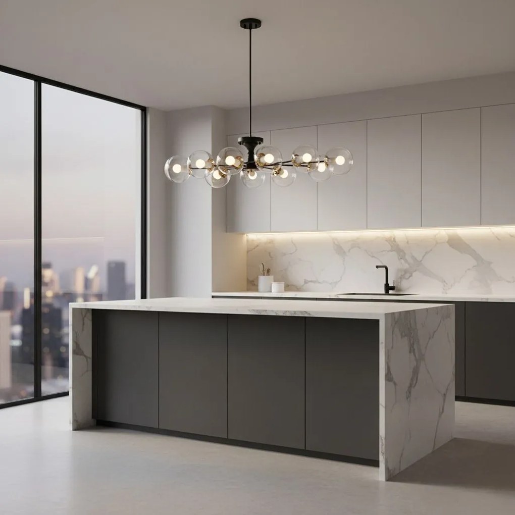 Toolight Toolight, závesné svietidlo 10xE27 APP1136-10C, čierna-zlatá, OSW-40109