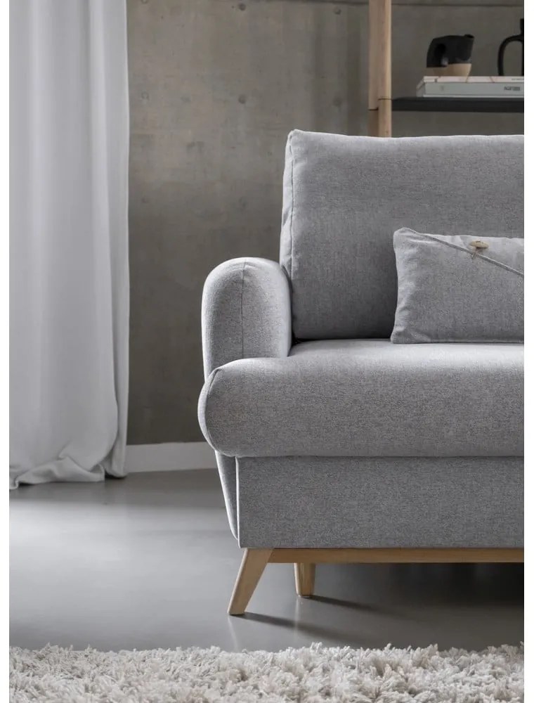 Svetlosivá rozkladacia/s úložným priestorom rohová pohovka (pravý roh/s leňoškou) Scandic Lagom – Miuform