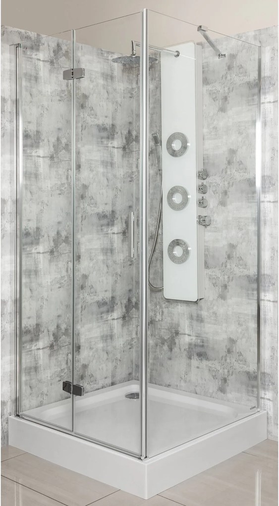 Novoterm Zalamovacie otočné sprchové dvere NV-Style DR CHR 80, chróm/transparent - bez vaničky