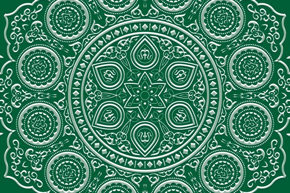Samolepiaca tapeta jemná etnická Mandala v zelenom prevedení