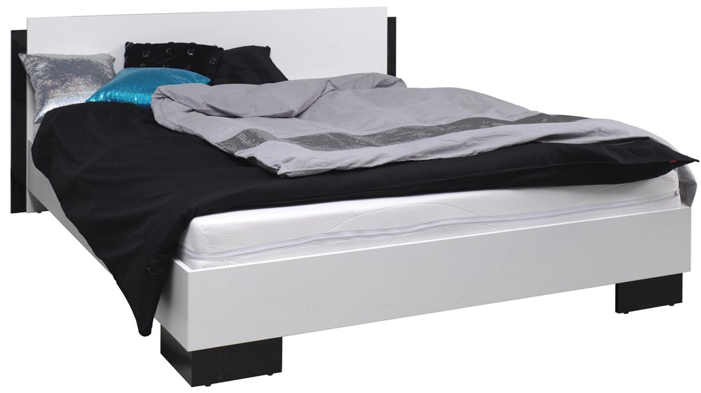 Manželská posteľ 160x200 cm Laurenia (biela + čierna) (s roštom). Akcia -18%. Vlastná spoľahlivá doprava až k Vám domov. 1123859