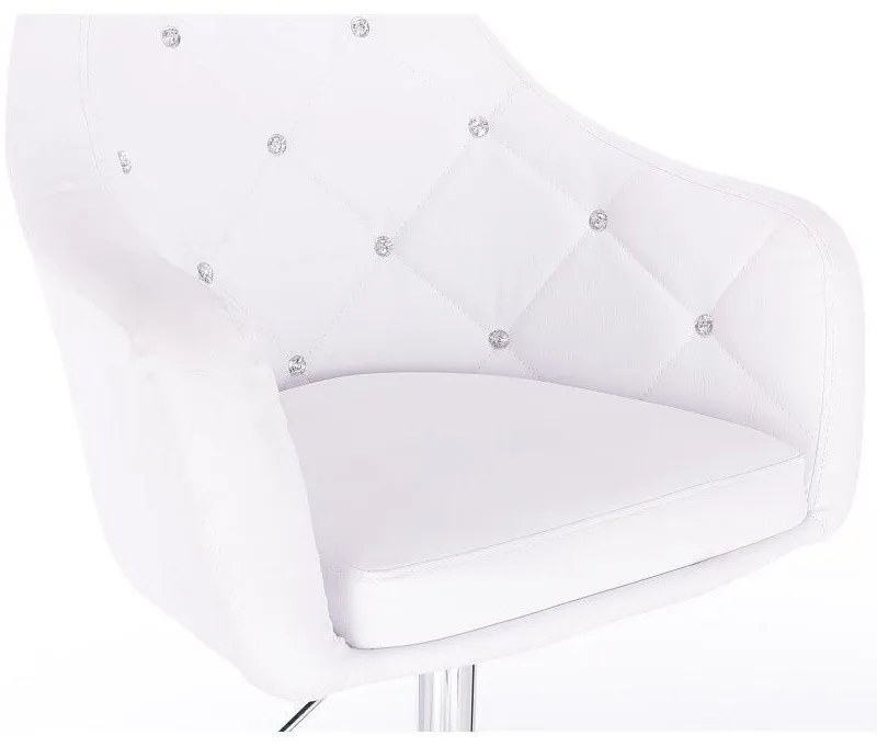 LuxuryForm DESIGN Kreslo ROMA na zlatej podstave s kolieskami - biele