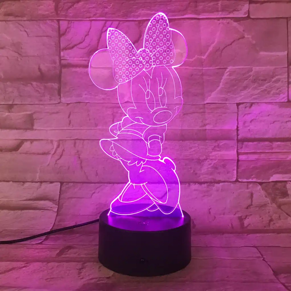 3Dmix 3DL-WD025 – 3D LED nočná lampa - Minnie Mouse (Wood)