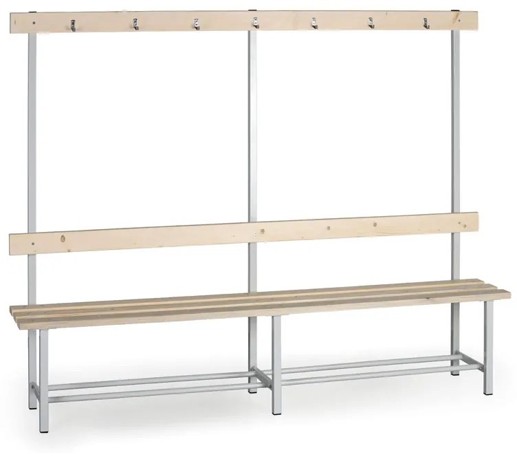 Šatníková lavica s vešiakmi, dĺžka 2000 mm - jednostranná