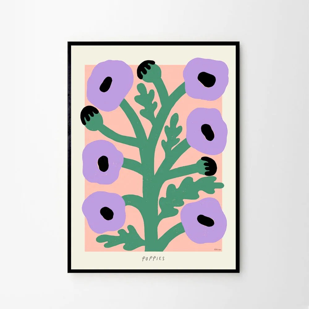 The Poster Club Plagát Purple Poppies by Madelen Möllard 50x70