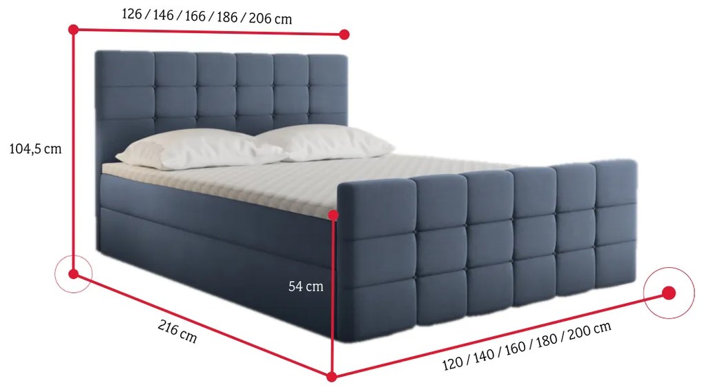 Čalúnená posteľ boxspring MARENA + topper, 140x200, basel 87