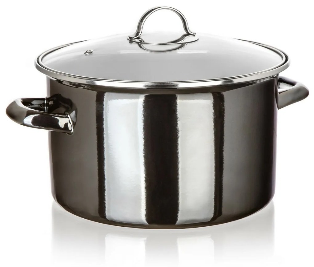 Banquet Smaltovaný hrniec METALLIC Black 26 cm, 6l, s pokrievkou, 26 cm