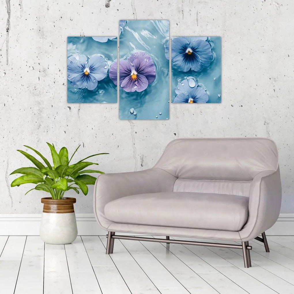 Obraz - Fialky vo vode (90x60 cm)