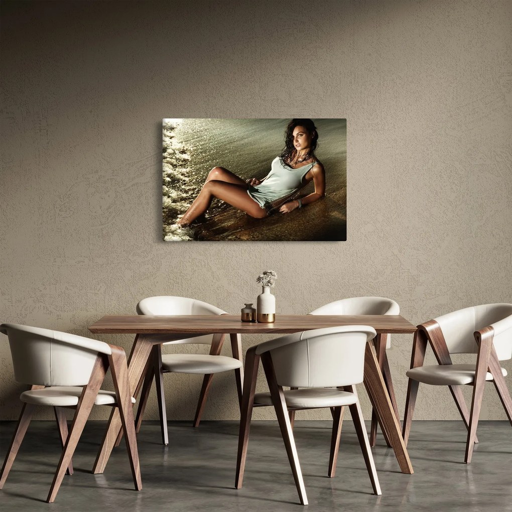 Obraz ženy na pláži (90x60 cm)