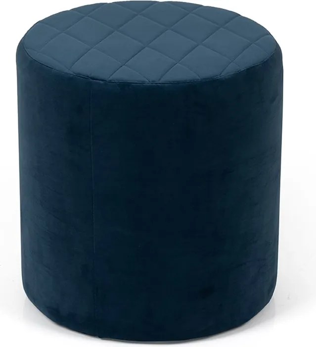 Noela Zamatový puf prešívaný CUBO modrý