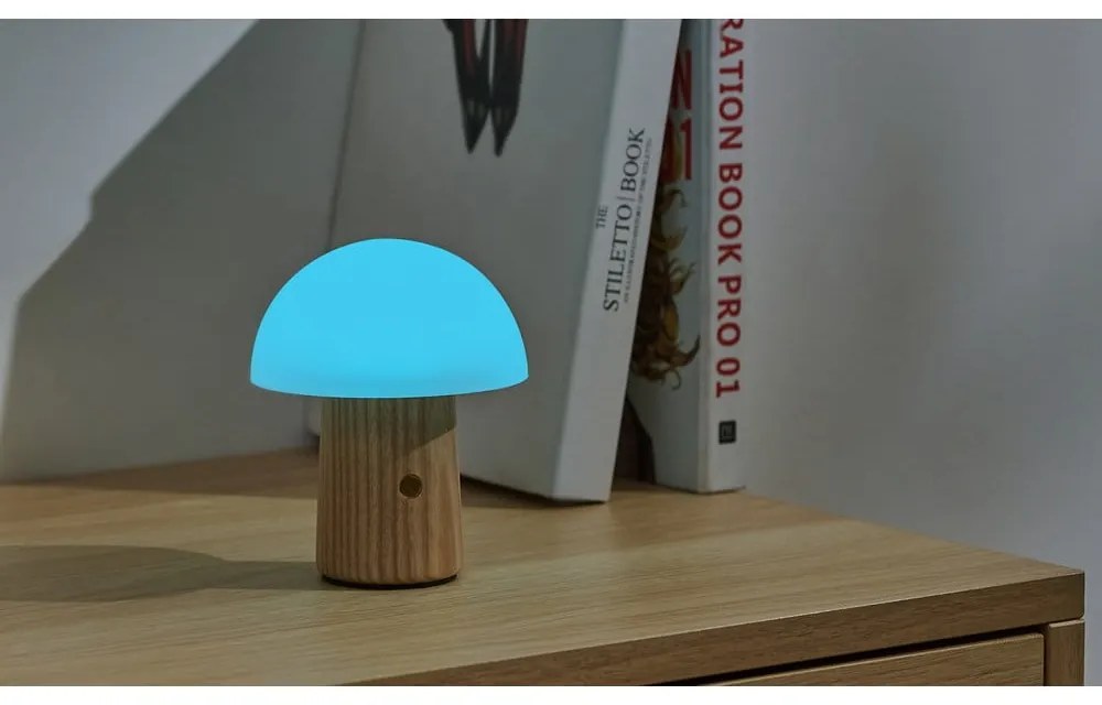 Stmievateľná stolová lampa v prírodnej farbe so skleneným tienidlom (výška 13 cm) Alice – Gingko