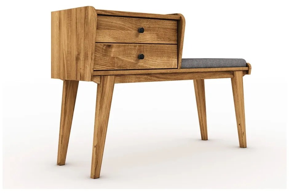 Lavica so zásuvkami z dubového dreva so svetlosivým sedákom Retro - The Beds