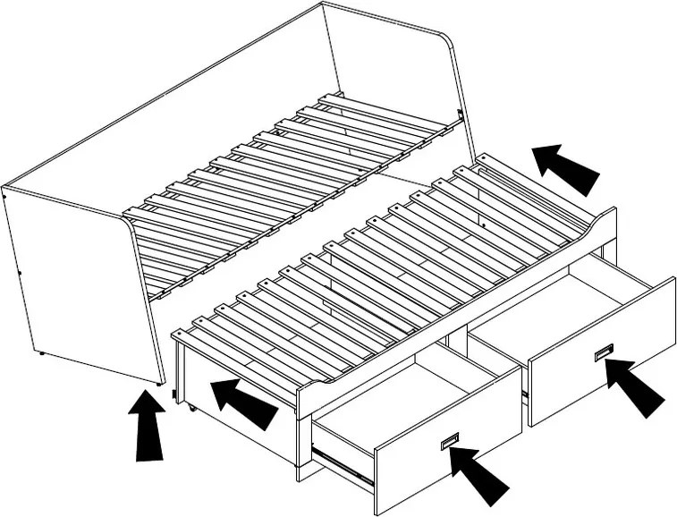 Rozkladcia posteľ so zásuvkami Bergen 80x200 cm