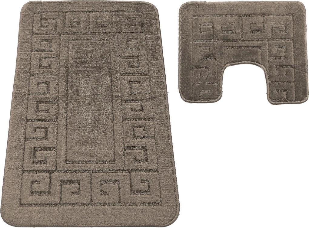 DY Kúpeľňová sada koberčekov s výrezom Montana Ethnic - tmavohnedá