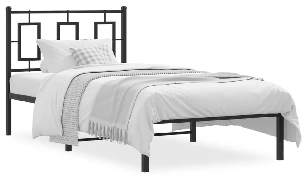 Kovový rám postele s čelom čierny 90x200 cm 374234