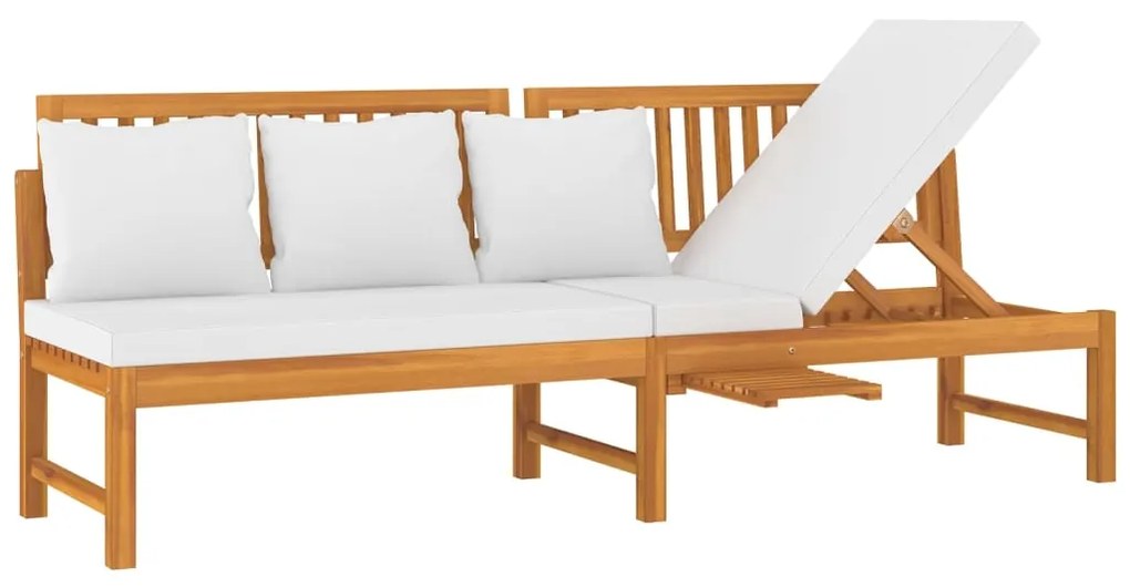 vidaXL Denná posteľ s krémovým vankúšom 200x60x75 cm akáciový masív