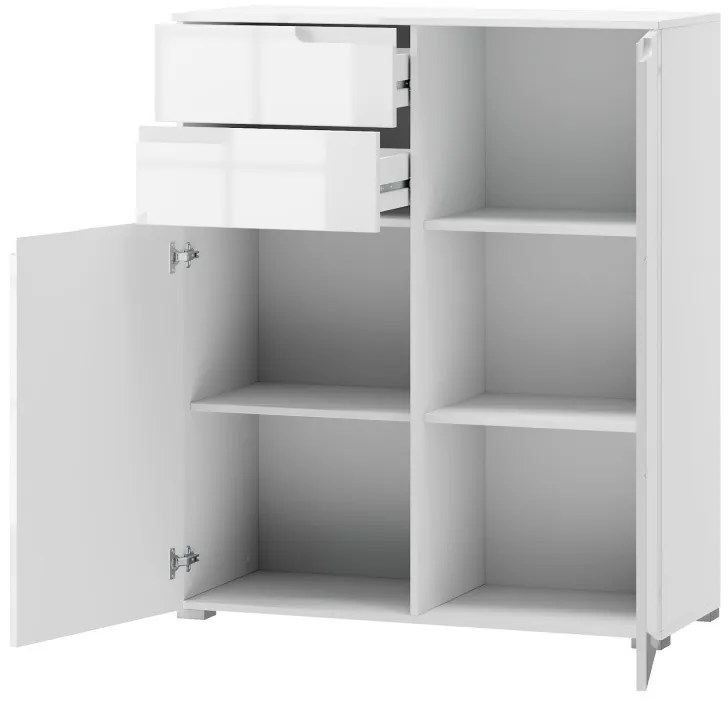 Komoda Selene 7 100 cm biela lesklá/matná
