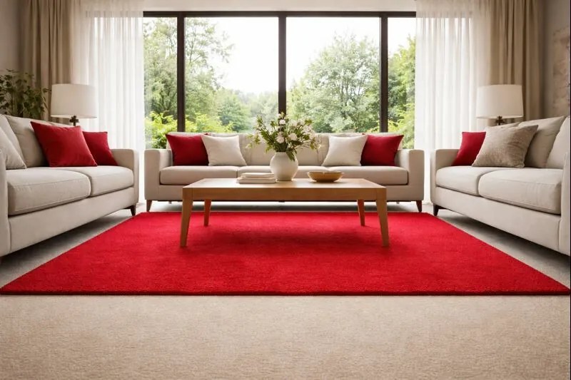Spoltex, Kusový koberec Eton červený 15 štvorec, 100x100, červená, obývacia izba