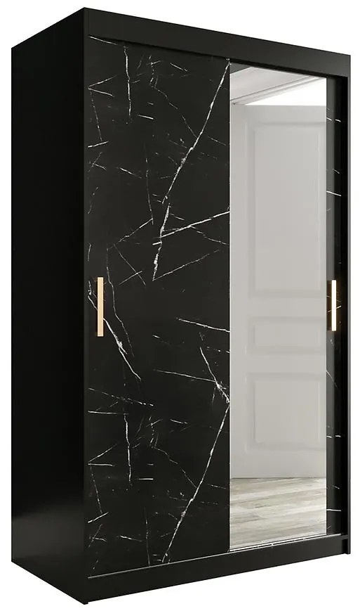 Skriňa Marmur T2 120 čierna/mramor čierna