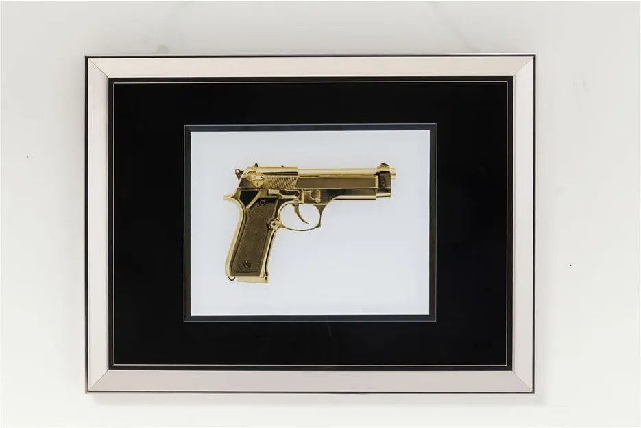 Zasklený obraz Kare Design Gun Gold,80 × 60 cm