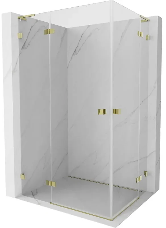 Mexen Lunar, L Duo výklopný sprchový kút 80 x 70 cm, 8mm číre sklo, zlatý profil, 834L-080L-070P-50-00