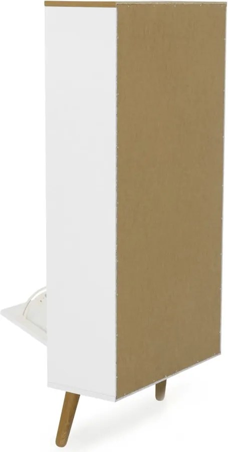 Biela skrinka na topánky s detailmi v dekore dubového dreva s 3 výkopy Tenzo Dot