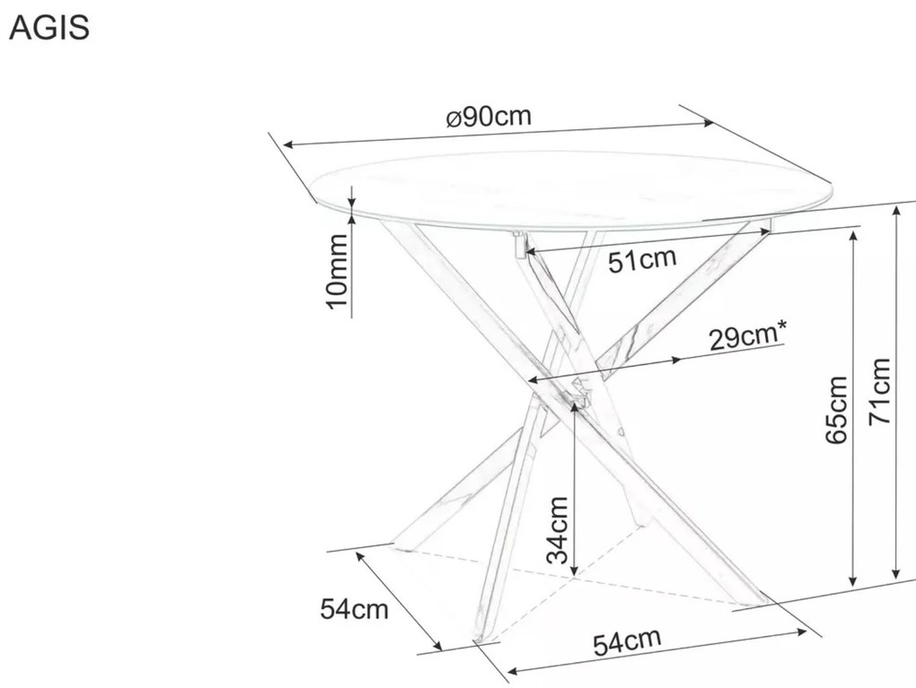 Jedálenský stôl Agis 90 cm číry/chróm