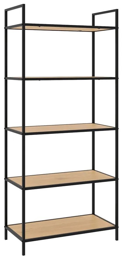Čierny/v prírodnej farbe regál v dekore duba 70x156x35 cm Altino – Unique Furniture