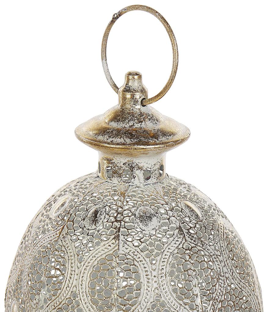 Kovový lampáš na sviečku 34 cm zlatý AMORGOS Beliani