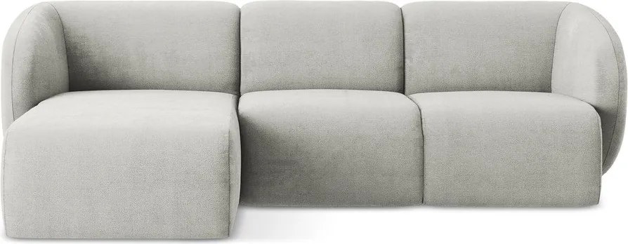 Svetlosivá ženilková rohová pohovka (ľavý roh/s leňoškou) Lani – Makamii