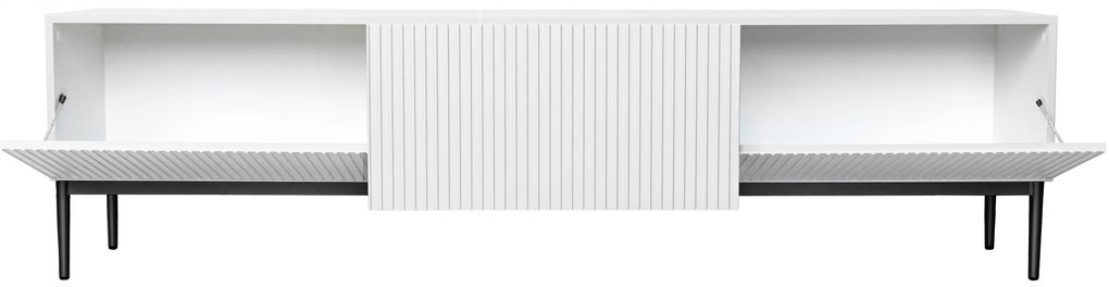 TV stolík Nicole 200 cm - biely mat / čierne nožičky