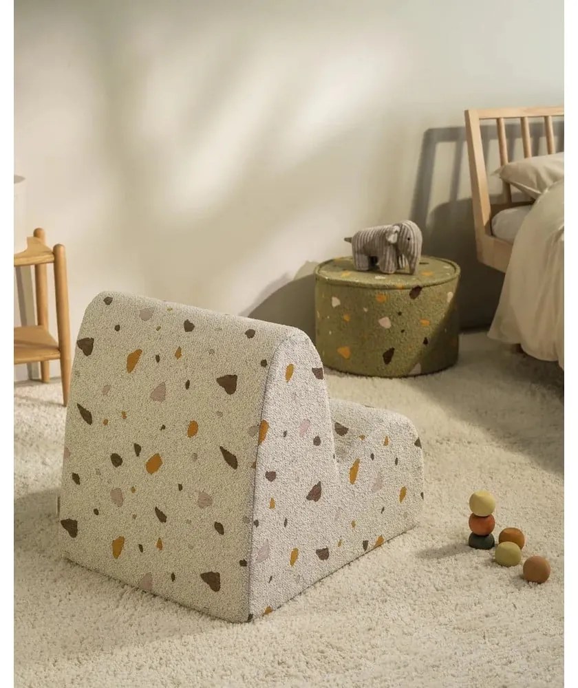 Biele detské kresielko z textílie buklé/ženilkové Terrazzo Cloud – Wigiwama