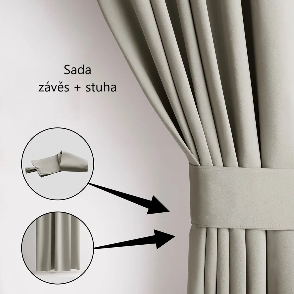 Záves AmeliaHome Blackout s priechodkami svetlobéžový