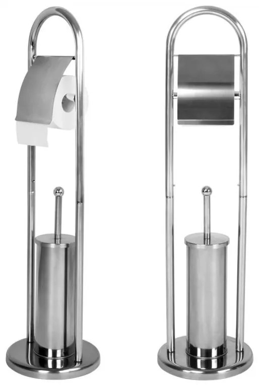 AQUAMARIN Stojanová WC súprava 81 x 22 x 22 cm, strieborná