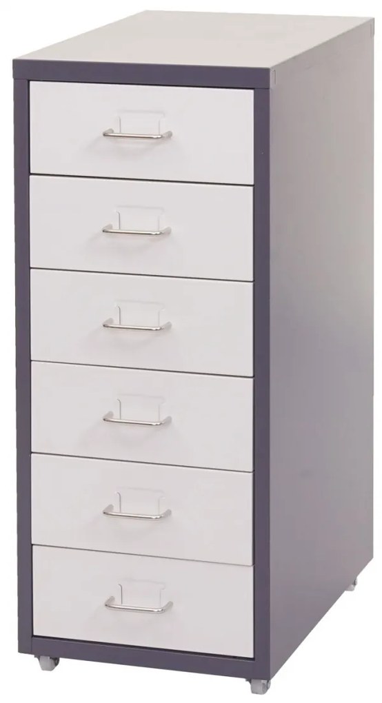 Zásuvková skrinka Boston T851 - 69x28x41cm, 6 zásuviek - tmavosivá biela