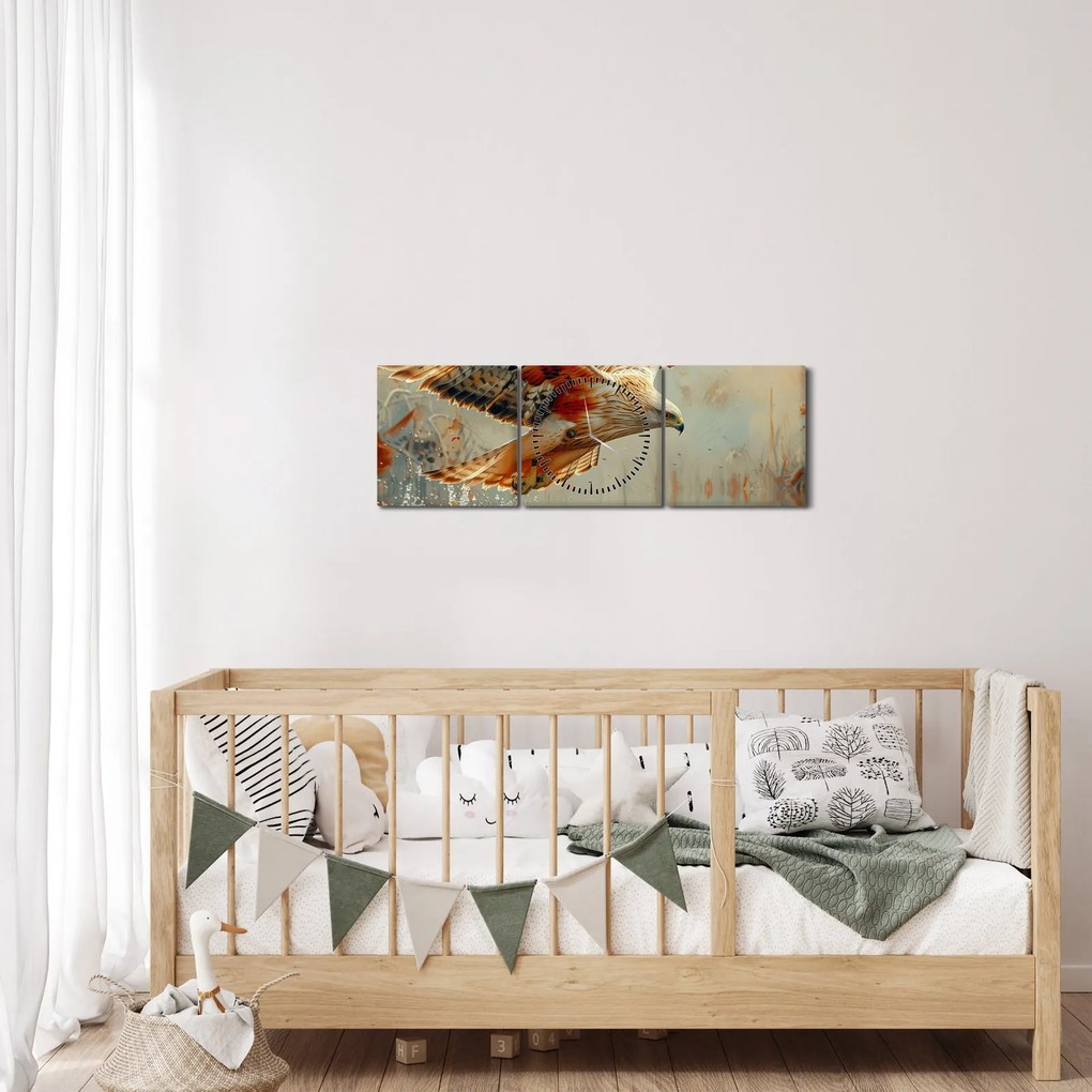 Obraz - Dravý vták (s hodinami) (90x30 cm)