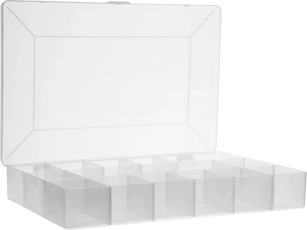 Triediaci organizér, úložný box na drobnosti, 15 priehradiek BRICO, 27x19x4