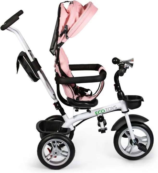 ECOTOYS Detská trojkolka s rotačným sedadlom PINKY