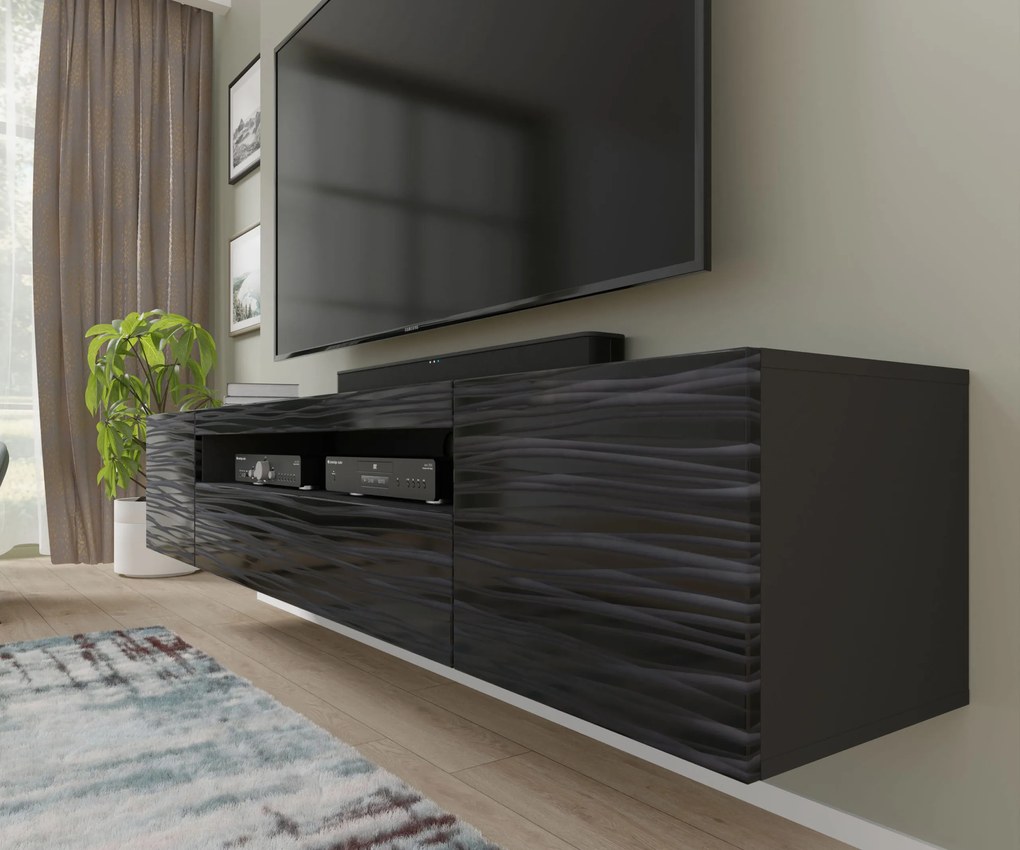 TV stolík/skrinka Aurora 200 (sahara čierna). Akcia -21%. Vlastná spoľahlivá doprava až k Vám domov. 1124866