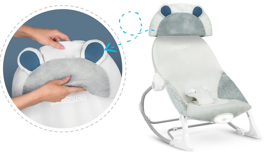 Hojdacie kreslo s vibráciami Ricokids - sivé