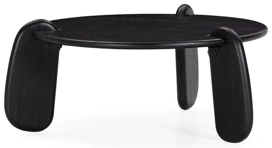 Čierny okrúhly konferenčný stolík z mangového dreva ø 80 cm Tamira – MOME