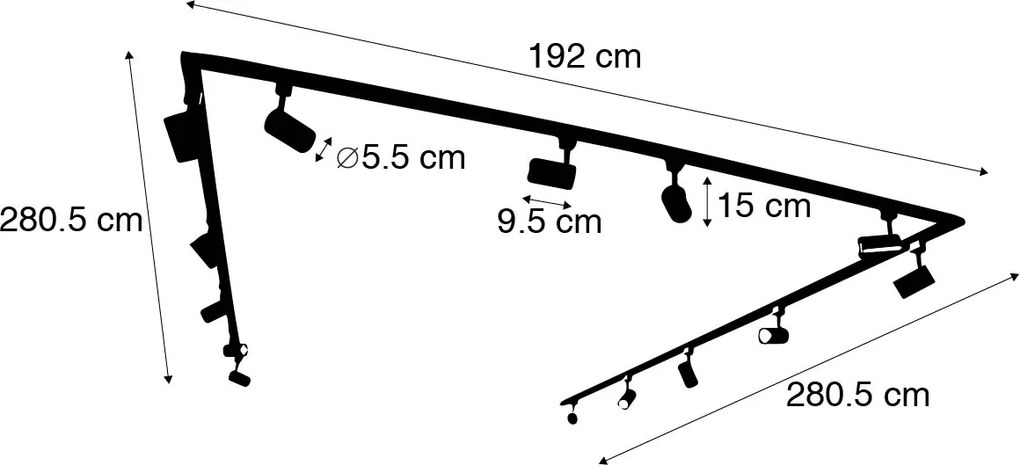 Inteligentný 1-fázový koľajnicový systém osvetlenia vrátane 14 Wifi GU10 čierny - Iconic Jeana