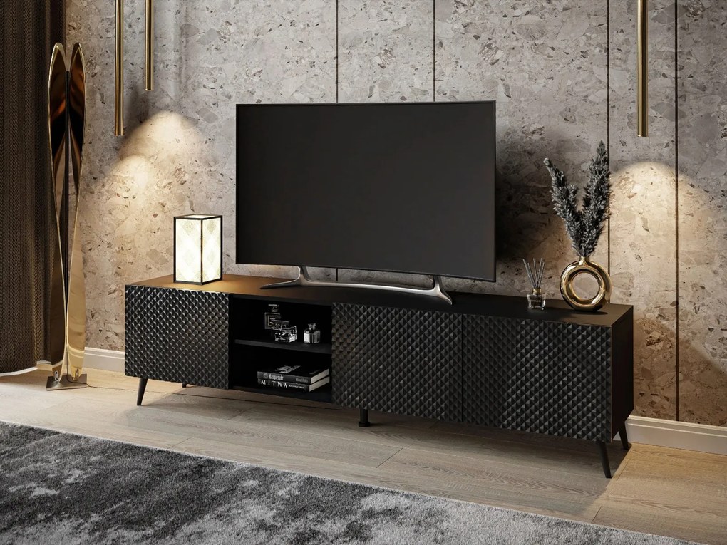 TV STOLÍK DAMIEN ČIERNY LESK 195 cm