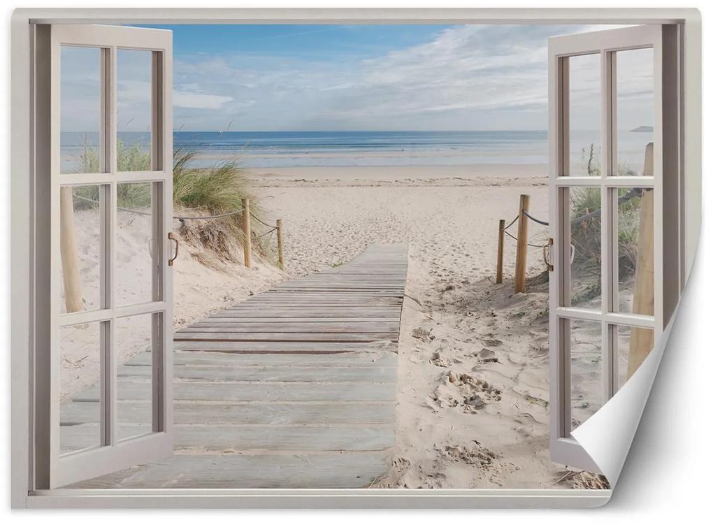 Gario Fototapeta Okno - pohľad na pláž Materiál: Vliesová, Rozmery: 140 x 100 cm