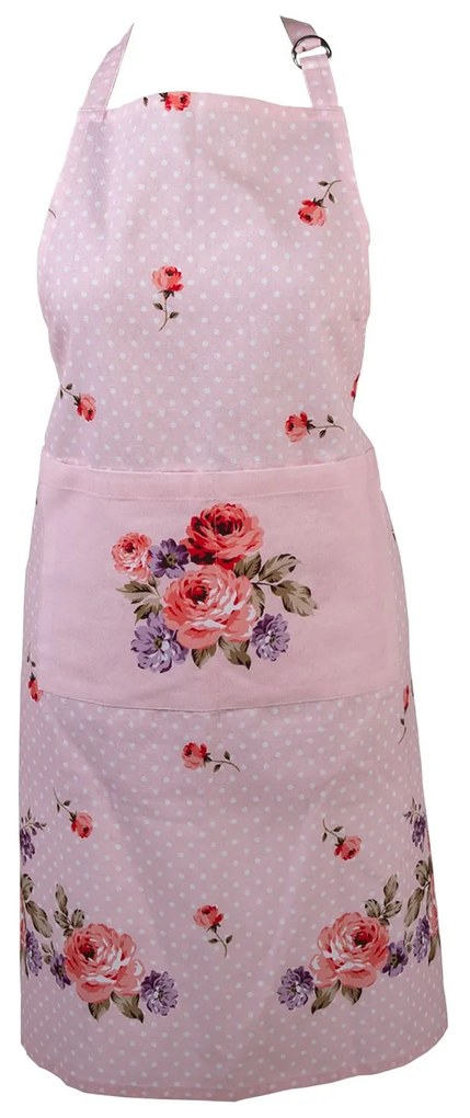 Ružová bavlnená zástera s ružami Dotty Rose - 70 * 85 cm