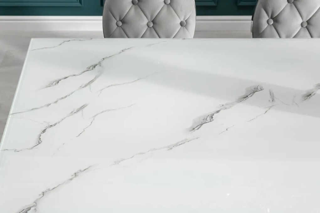 Dizajnový jedálenský stôl Rococo 200 cm strieborný - mramor