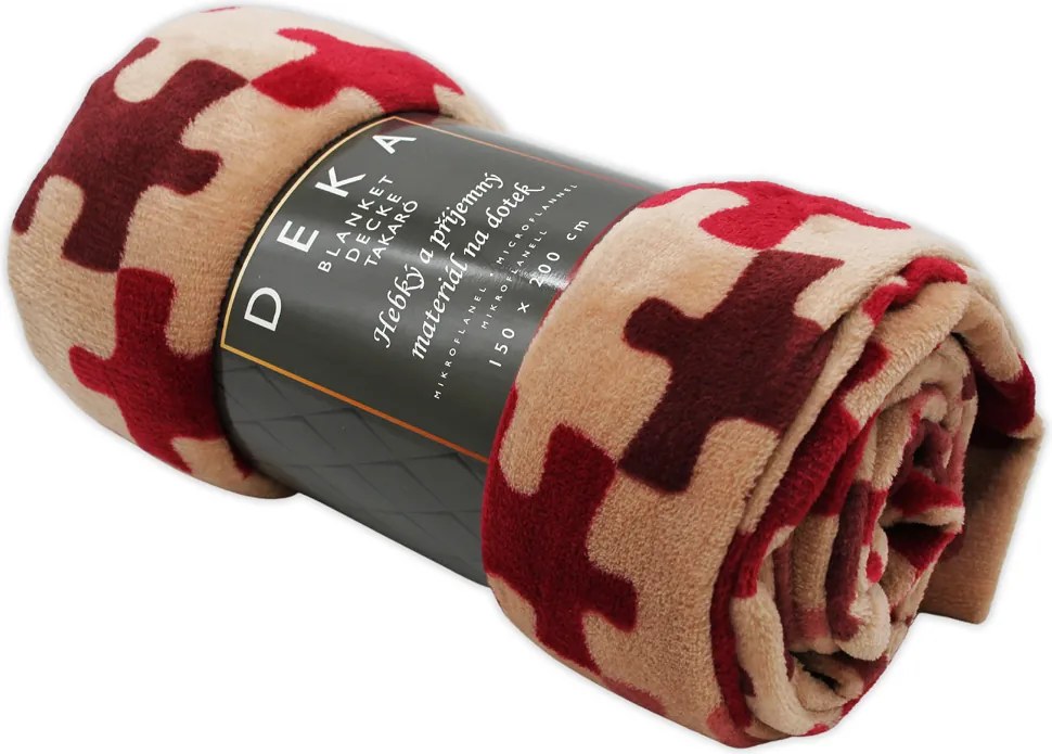 Home Elements Mikroflanelová deka, červená, puzzle